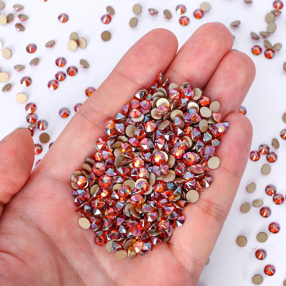 Top Quality 2088 Crystal Glass Rhinestones 16 Cut Facets Round Flatback Diamond Strass AB in Bulk Stones for Cloth Tumbler
