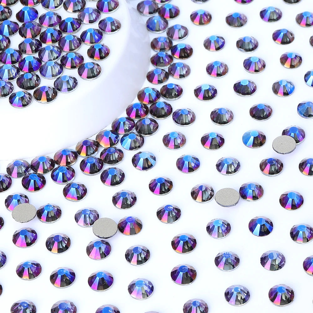 QIYI Wholesale 14400pcs Bulk Package Flatback Rhinestones Glitter Bling Glue on Luminous Rhinestones for Accessories