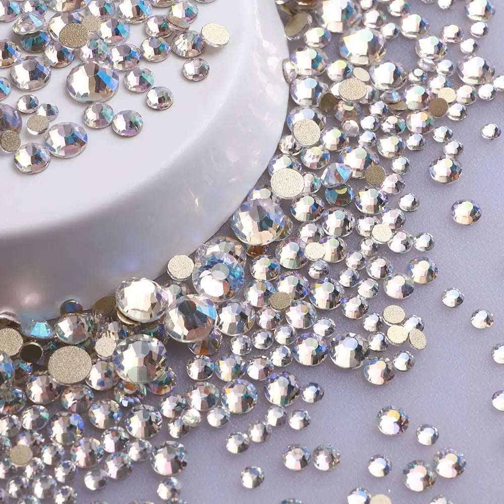 Wholesale Rhinestones 200 Colors 1440pcs  Mix Size Glue on Glass Flat Back Rhinestone Bulk Glass Rhinestone Crystal for Garment
