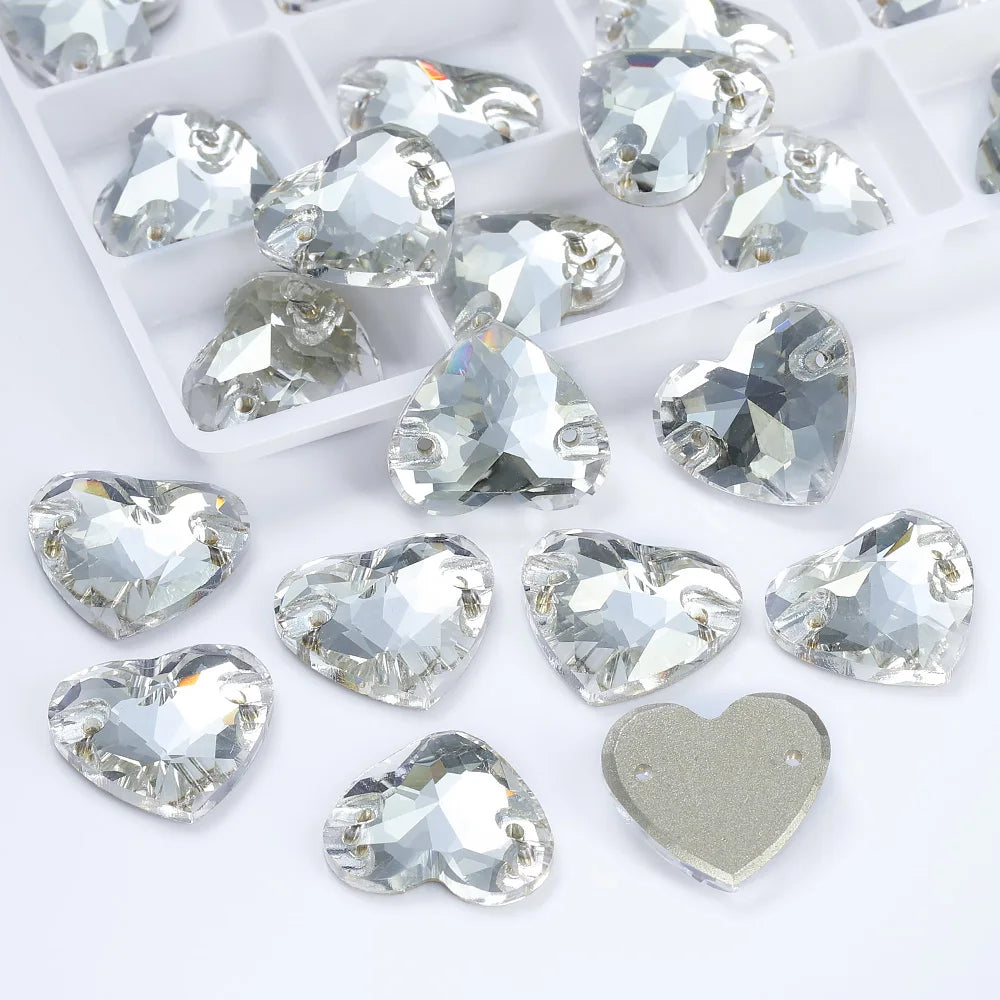 Wholesale Heart Sew on Rhinestone K9 Glass Crystal 3259 Heart Crystal AB Sew-on Stones and Crystals for Dress Decoration
