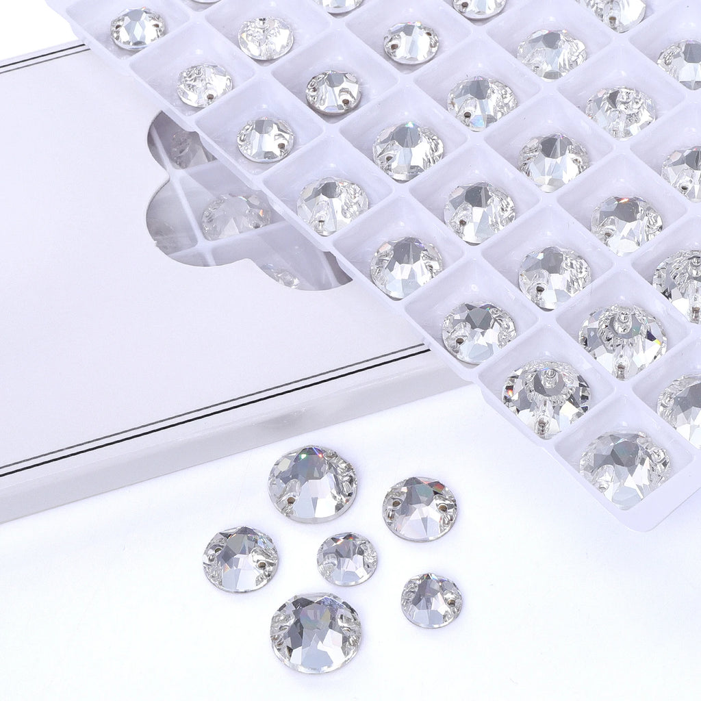 Crystal AB Sew on Rhinestones with 2 Holes Glitter Strass Flatback Glass Stones and Crystals for Bags Nail Art & Garment Use
