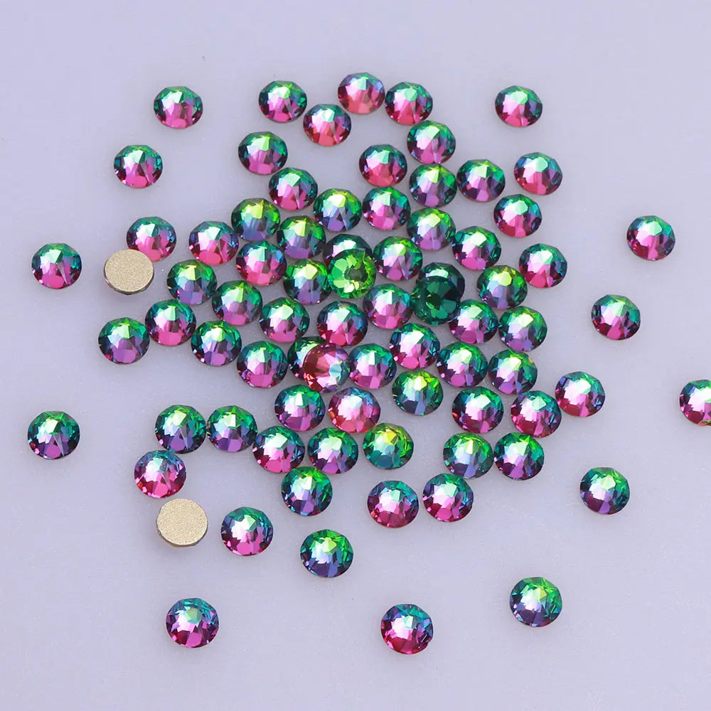 Wholesale Rhinestone 2088 Gold Base Green Volcano Effects Rhinestones High Quality Non Hot Fix Flatback Rhinestone