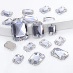Emerald Cut High Quality Latest Fashion Clear Glass Flat Back Sew-On Rhinestones 12 Facets DIY Wedding Dress Garment Shoes Two