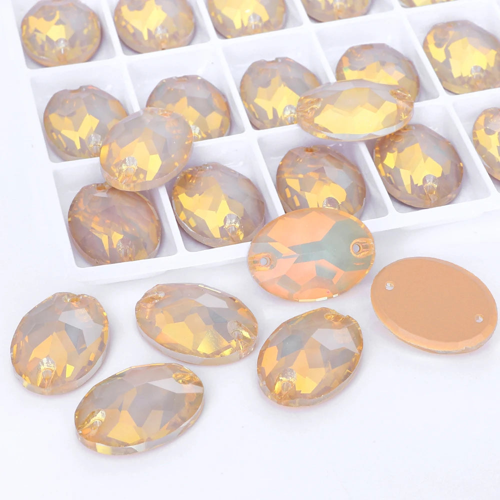 Wholesale Oval Crystal Sew-on Rhinestones K9 Glass Sew on Stones Garment Beads Clothing Sewing Accessories