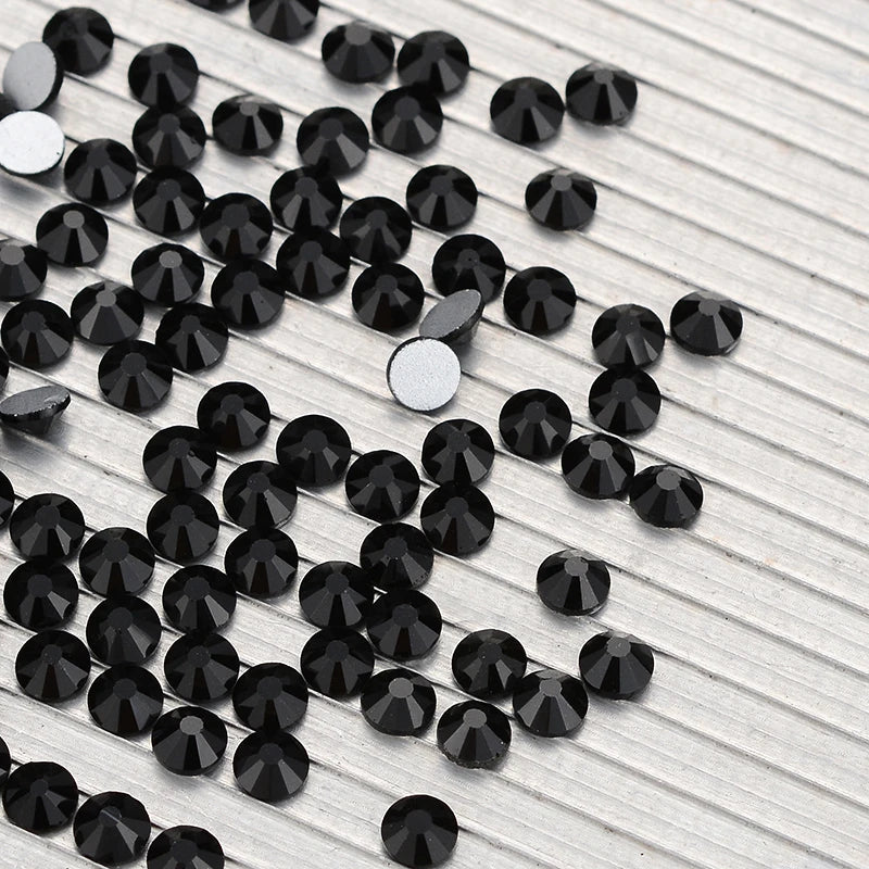 Wholesale Crystal Rhinestone Black Flatback Rhinestones SS3-SS34 Non Hotfix Strass Glue on Nail Art Decoration