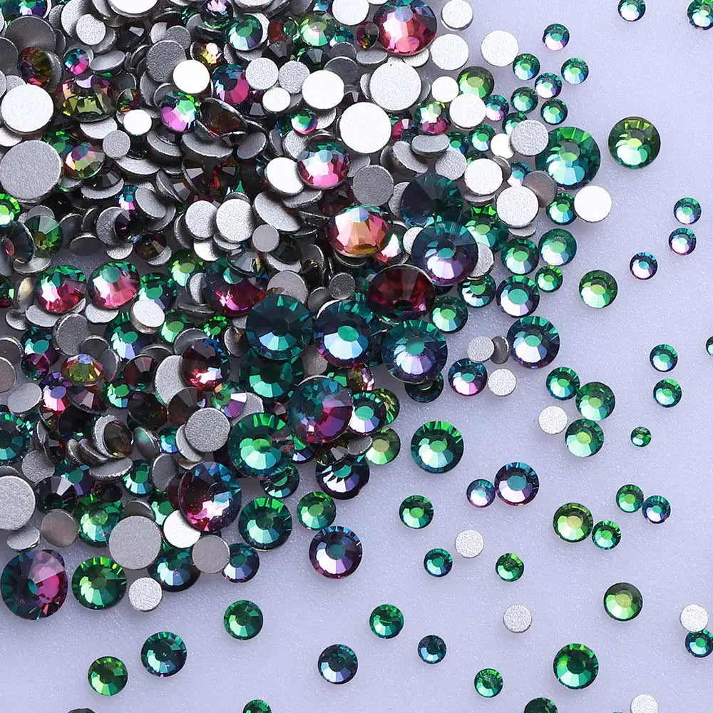 QIYI Rhinestone Mix Sizes Gems Charms Nail Art Rhinestones for Designs Flat Back Crystal High Quality Wholesale 3D Glass Silver
