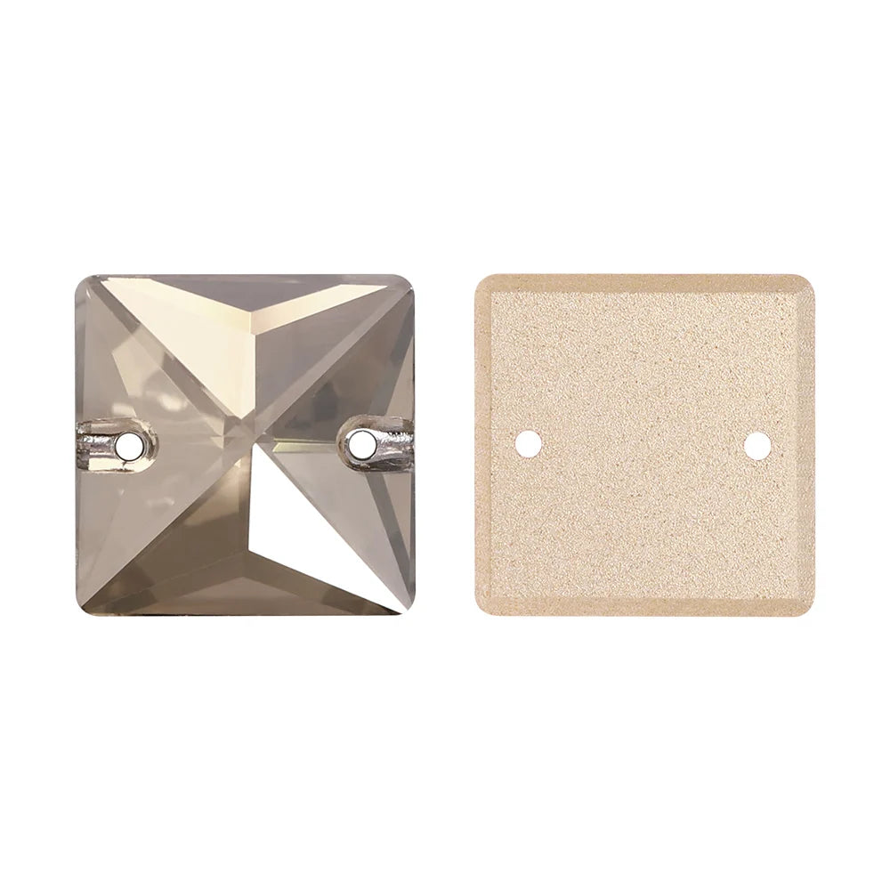 Wholesale Custom Square Sew-on Loose Rhinestones 5A Quality Crystal FlatBack 2 Holes 12 Facets Sewing Bling Decoration