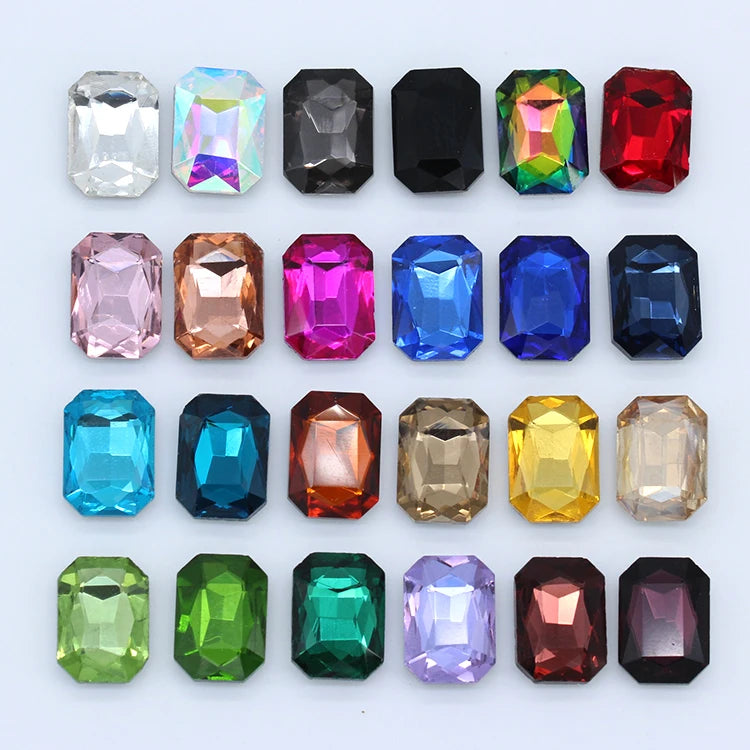 24-colors Rectangle fancy Glass stone pointed back foiled crystal rhinestone Jewels Counter decorations clothes shoes bags Gems