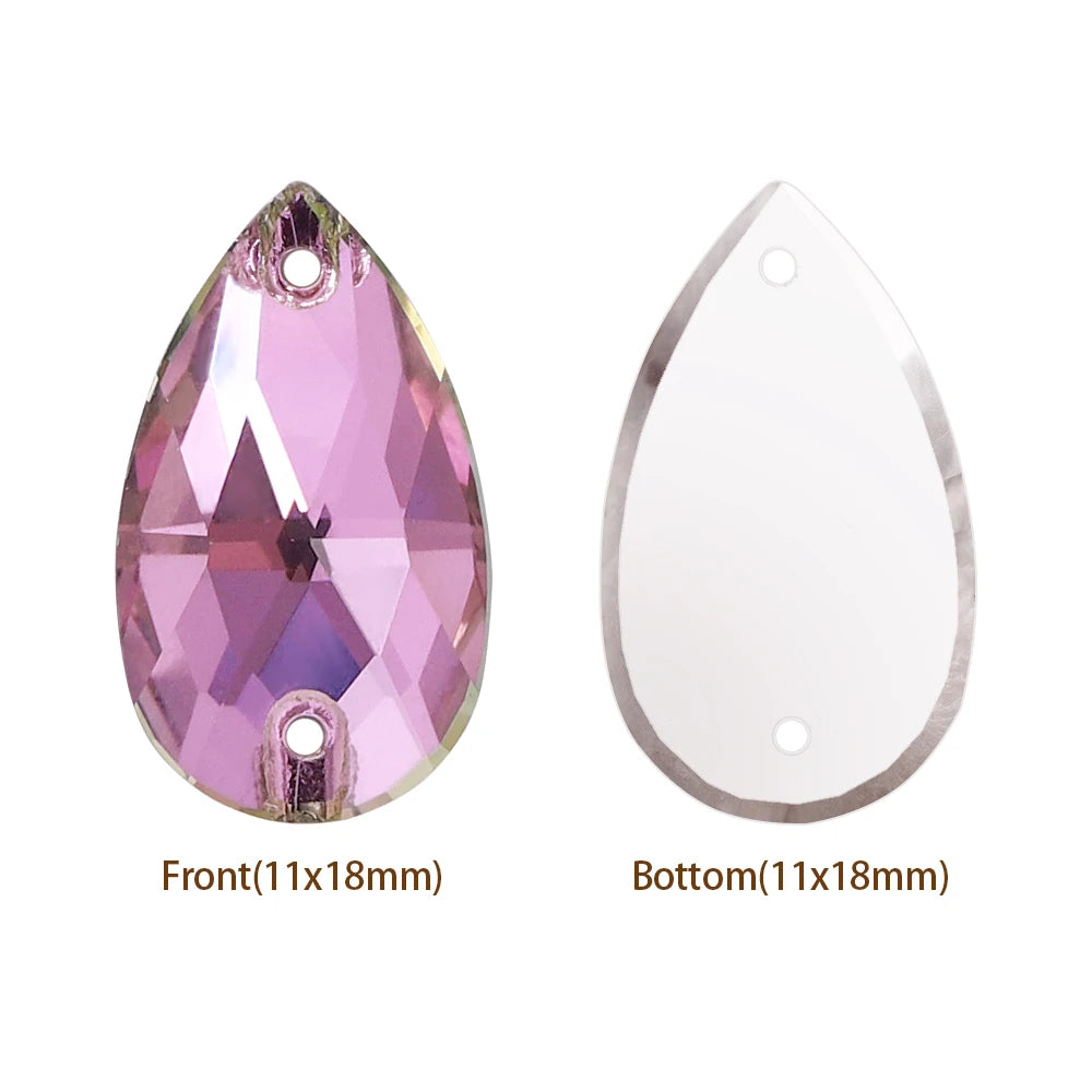 Hot Selling QIYI Brand 55 Colors Multi Size Multi Shape High Quality Flat Back Drop Sew-on Glass Crystal Rhinestones 16 Facets