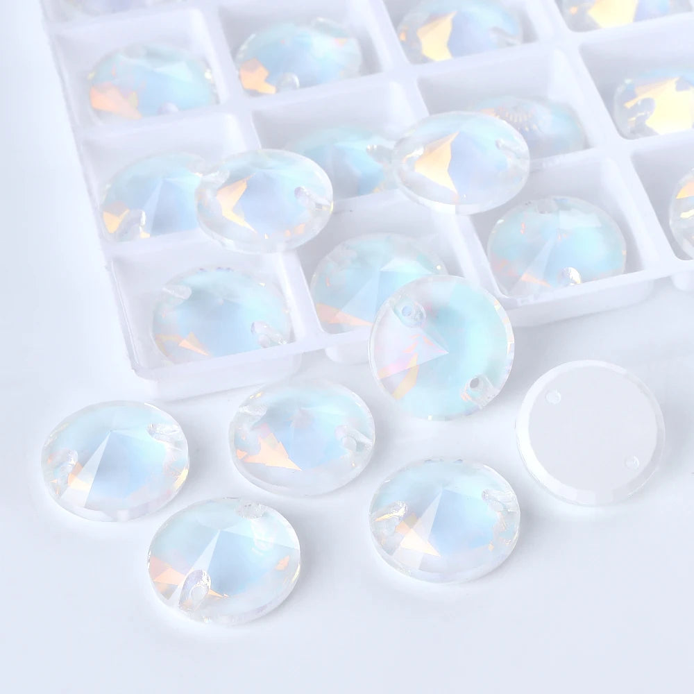 Rivoli Rhinestones 55 Colors Crystal AB Sew-on Rhinestones Glass Gems Clothing Flatback Sewing Stones for Women