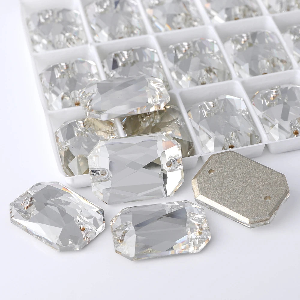 60+Colors Emerald Cut Sew on Rhinestones for Dancing Dress Accessories High Quality K9 Glass  for Jewelry Accessories