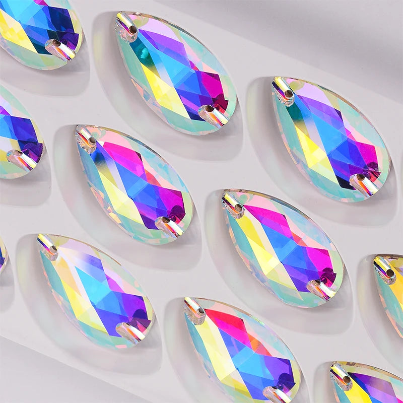 Wholesales High Quality Fancy Shapes Crystal Colors Non Hot-fix Sew on Rhinestone for for Garments Decoration