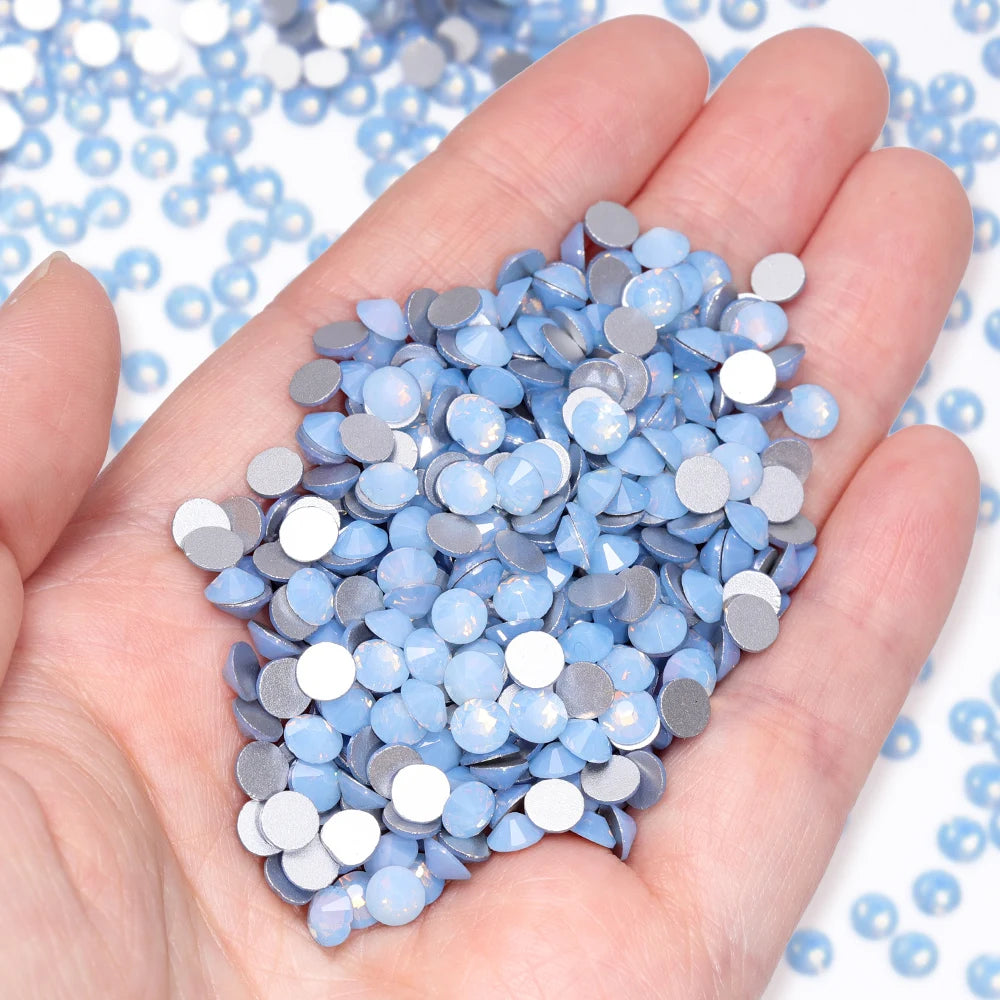 Wholesale Glamorous Multi Sizes High Quality Fashion Opal Non Hofix Glass Flat Back Rhinestone for Decorate Garment Nail Art