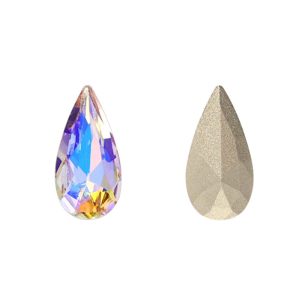 QIYI K9 Glass Tear Drop Shape Effect Color High Quality Fancy Shape Sparkling Bright Shining Point Back Stones for Decoration