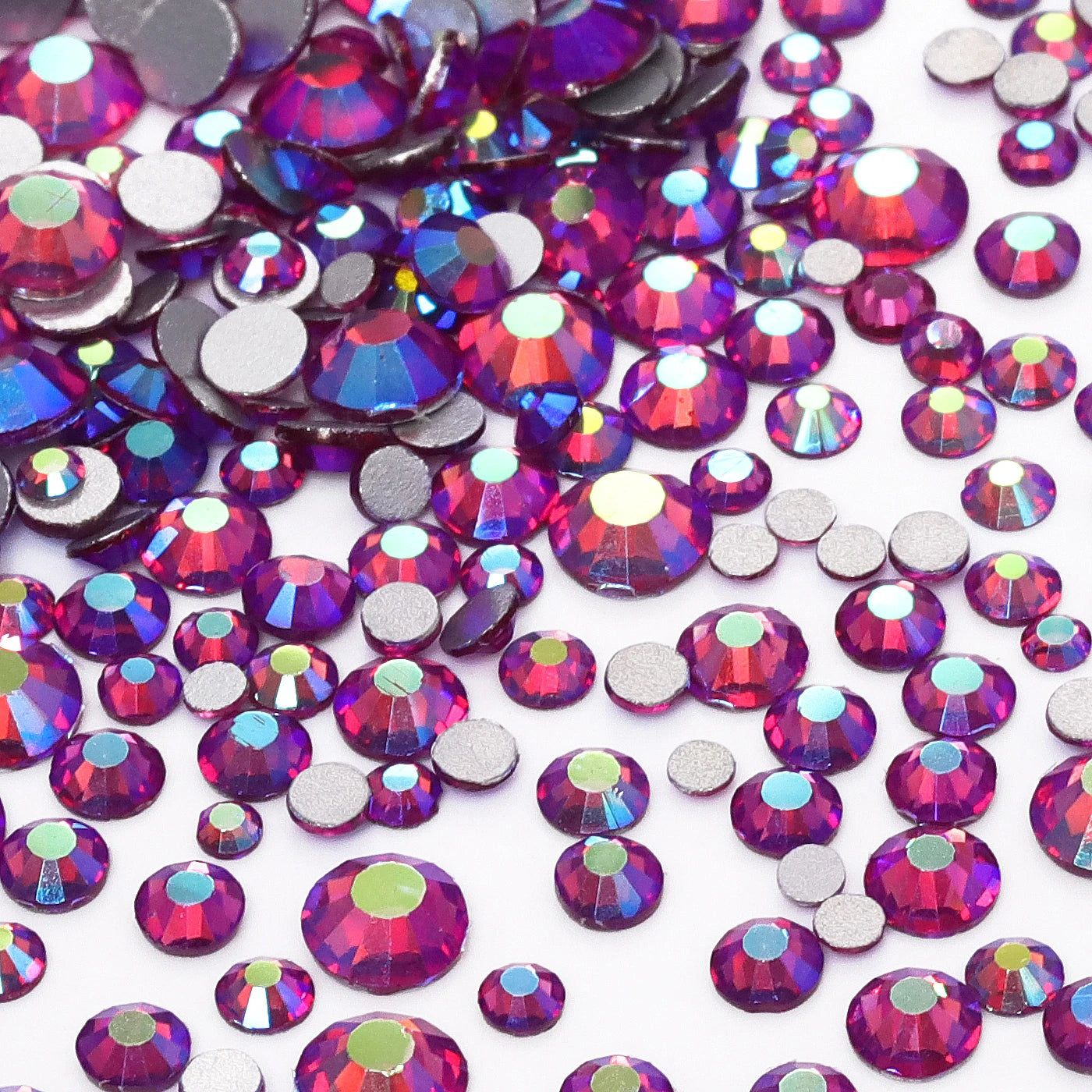 QIYI High Quality Glass Crystal AB Rhinestones  Mixed Size Ss3-ss20  Non Hotfix Flatback Crystal Rhinestones for Clothing Fabric