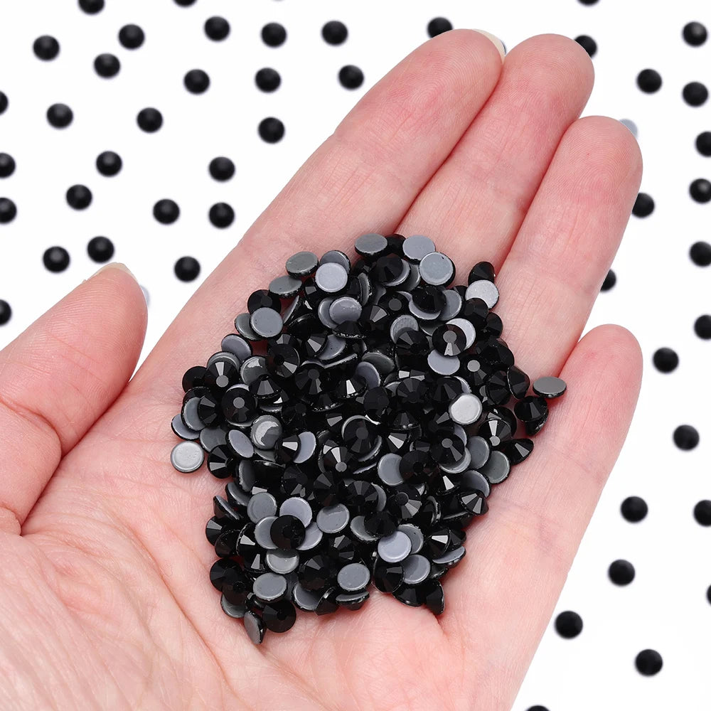 QIYI Hot-Fix Crystal Black Glass Flat Back  Applique Technique  Bulk Purchasing Various Rhinestones for Wedding Dresses Shoes