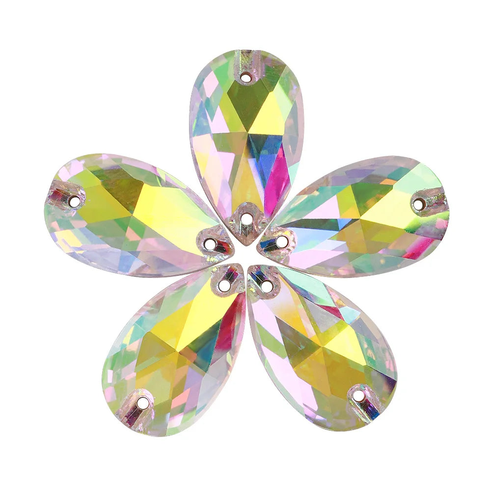 Wholesale 7x12 10x14 11x18 13x22 17x28 mm Raindrop Sew-on Rhinestones Non Hotfix Flatback Sewing Strass Bling for Jewelry Dress