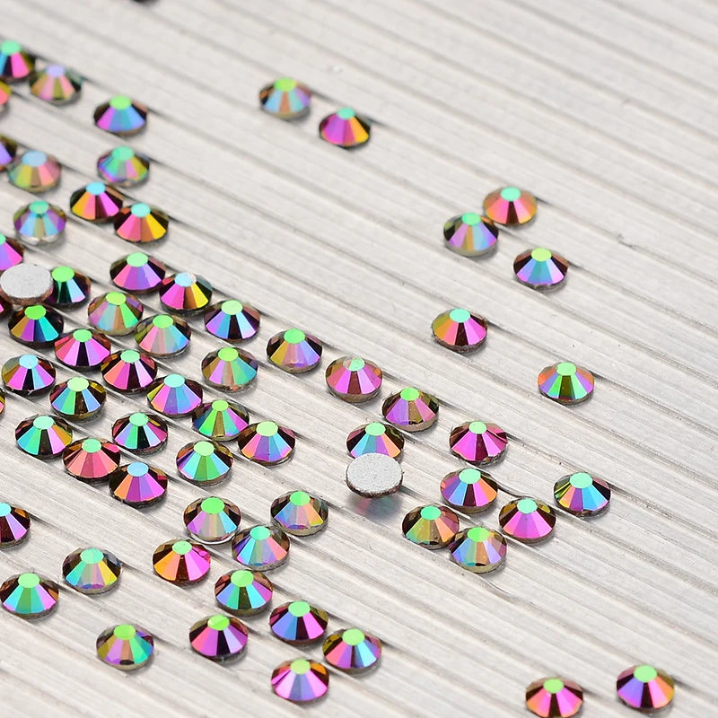 Crystal Sticker Blue AB Flatback Rhinestones Wholesale Bulk Peacock Glass Garment Shoes Bags Nail Art Hot Fix Rhinestones