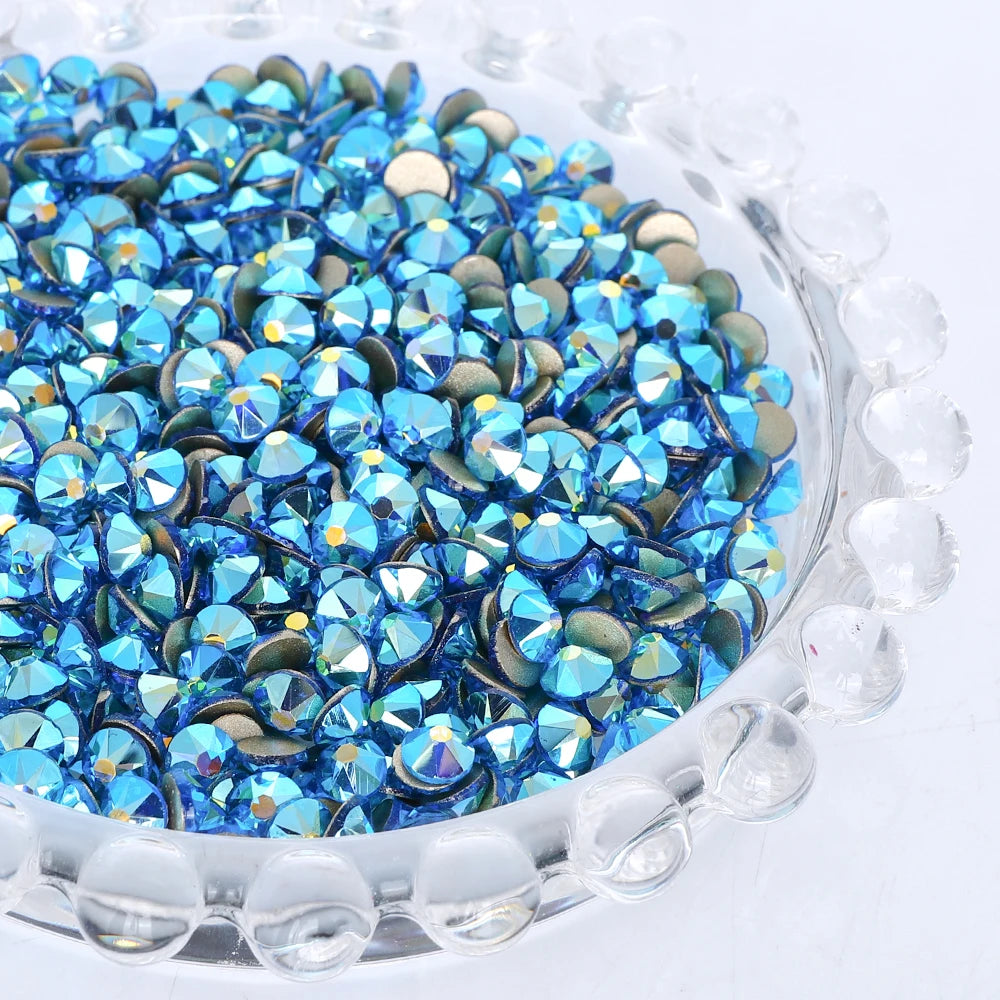 SS10-SS40 Colorful Non Hotfix Rhinestones Golden Base Flat Back Bling Glitter Glass Stones Crystal Strass Diamond for Nail