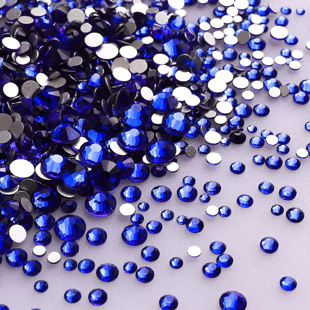 QIYI Rhinestone Mix Sizes Gems Charms Nail Art Rhinestones for Designs Flat Back Crystal High Quality Wholesale 3D Glass Silver