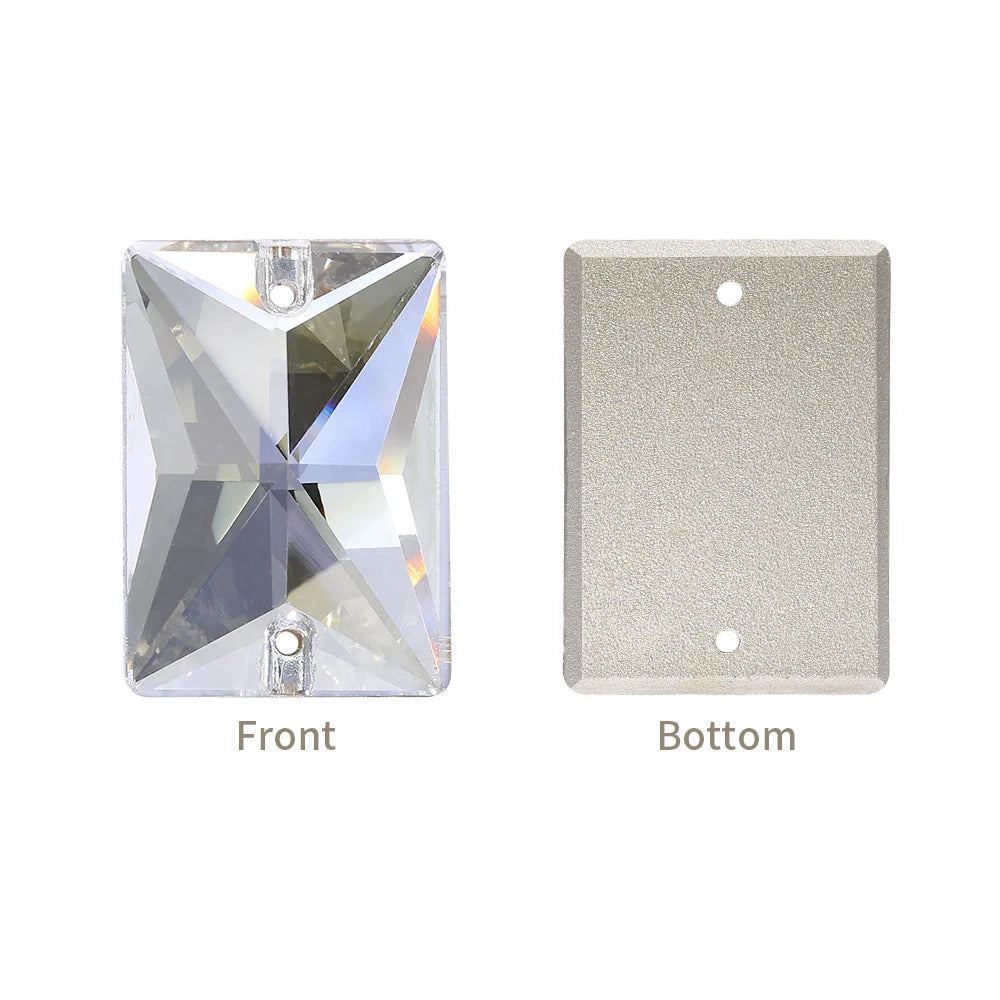 QIYI Multi Colors and Size Rectangle Sew-on Stone for Choice Clear Glass Flat Back Top Quality Sew on Rhinestones (3250)