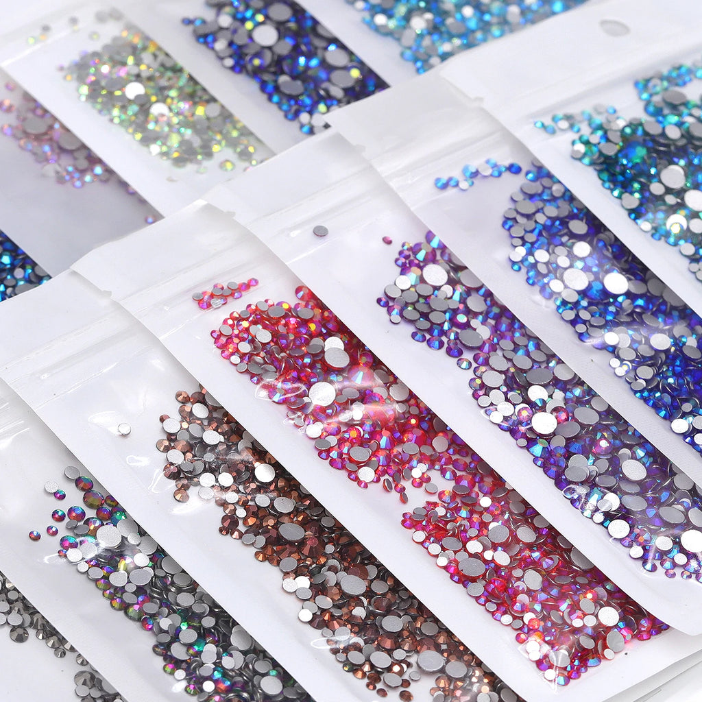 QIYI Wholesale Mixed Size Ss3-ss20 Crystal Rhinestones  Non- Hotfix Round Loose RhinestonesBulk for Decorative Nail Art Crafts