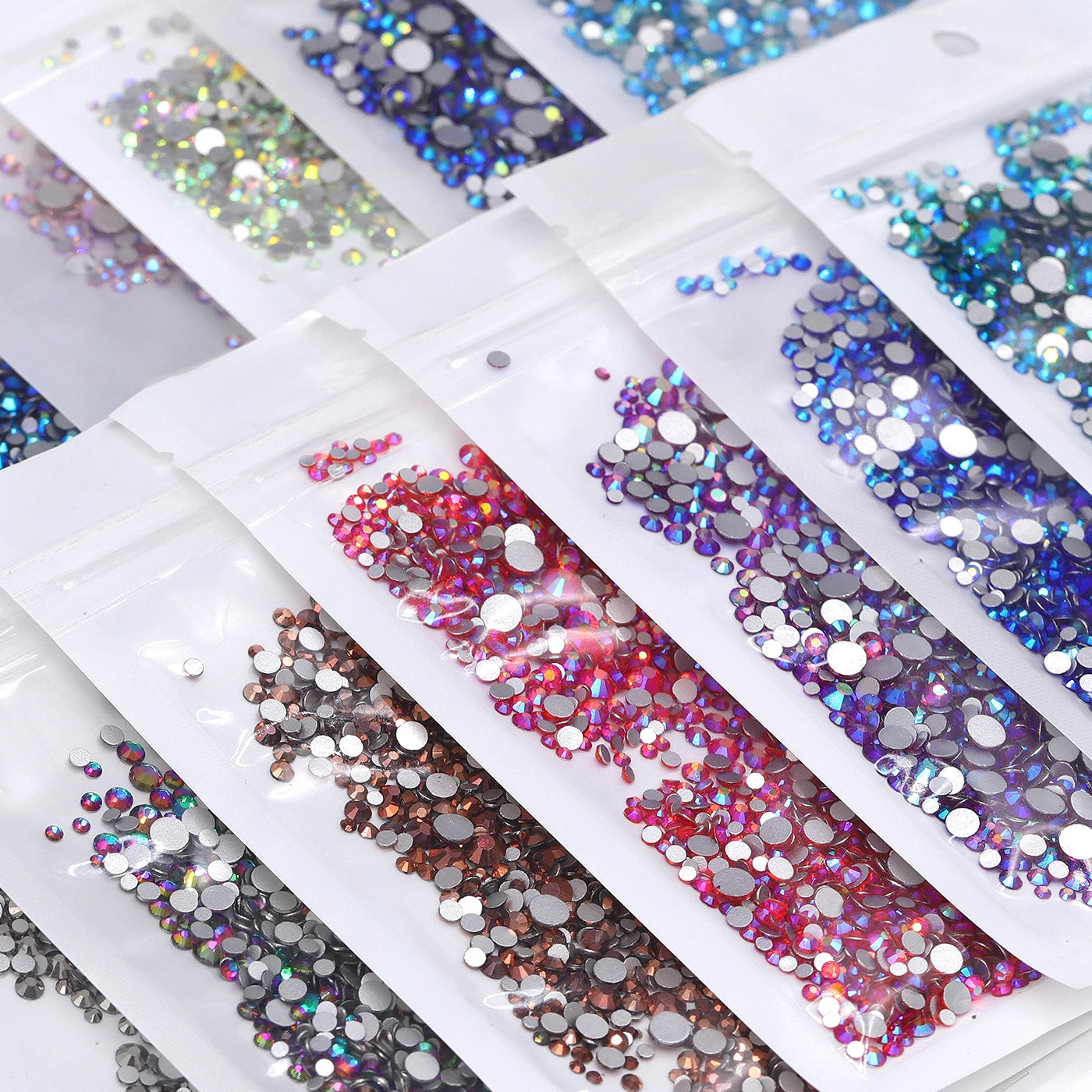 QIYI Wholesale Mixed Size Ss3-ss20 Crystal Rhinestones  Non- Hotfix Round Loose RhinestonesBulk for Decorative Nail Art Crafts