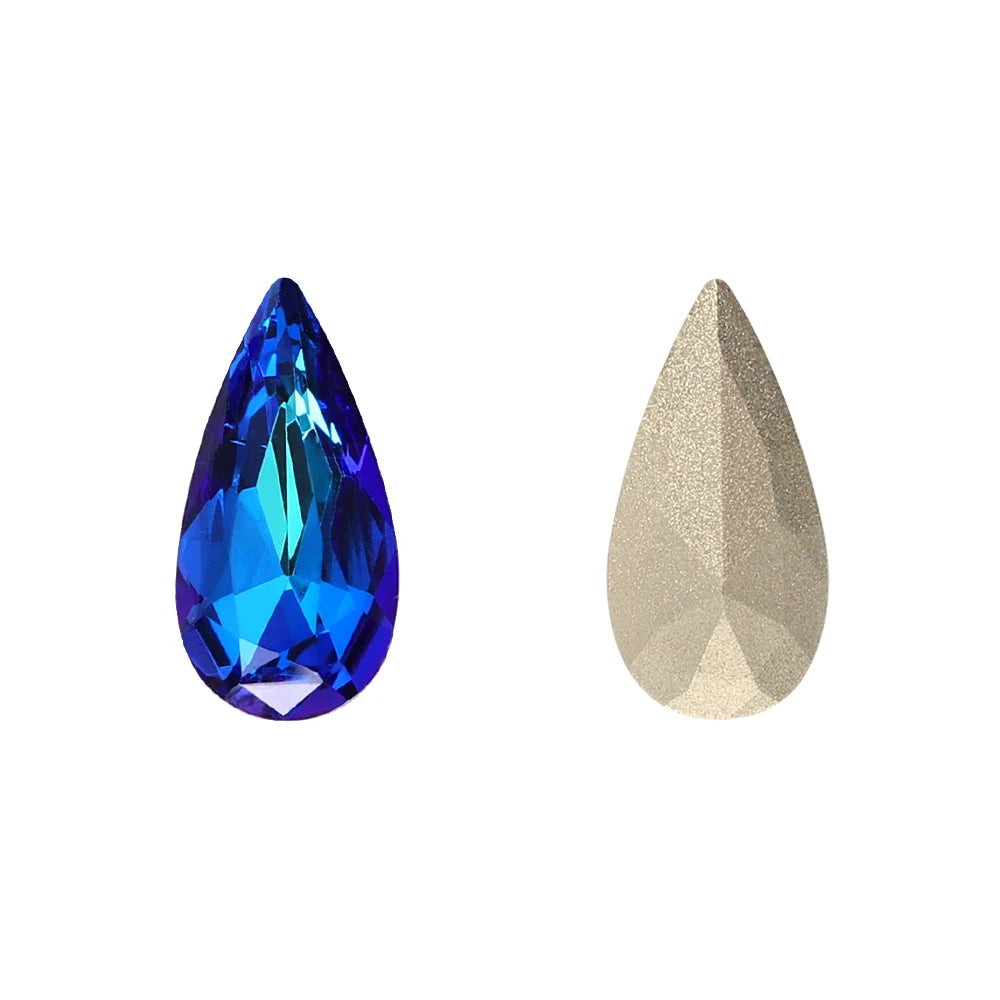 QIYI K9 Glass Tear Drop Shape Effect Color High Quality Fancy Shape Sparkling Bright Shining Point Back Stones for Decoration