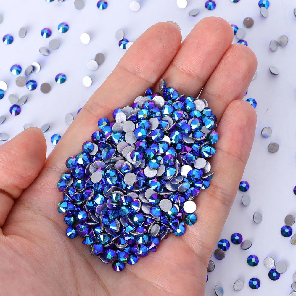 QIYI Wholesale Top Quality Non Hot Fix Strass Nail Stones Flatback Glass Crystal AB Rhinestone