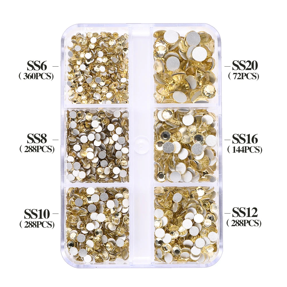 Wholesale Round Crystal Mixed Size Ss6-ss20 Flat Back Non Hot Fix Rhinestones With Box Package