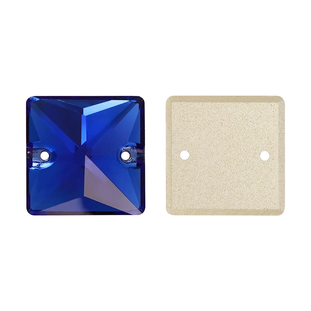 Wholesale Custom Square Sew-on Loose Rhinestones 5A Quality Crystal FlatBack 2 Holes 12 Facets Sewing Bling Decoration