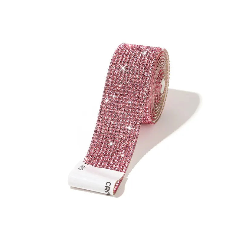 QIYI Wholesale Rhinestone Tape Self Adhesive Rhinestones Trimming Bling Crystal Glass Sheets Roll Wrap Sticker for Tumbler