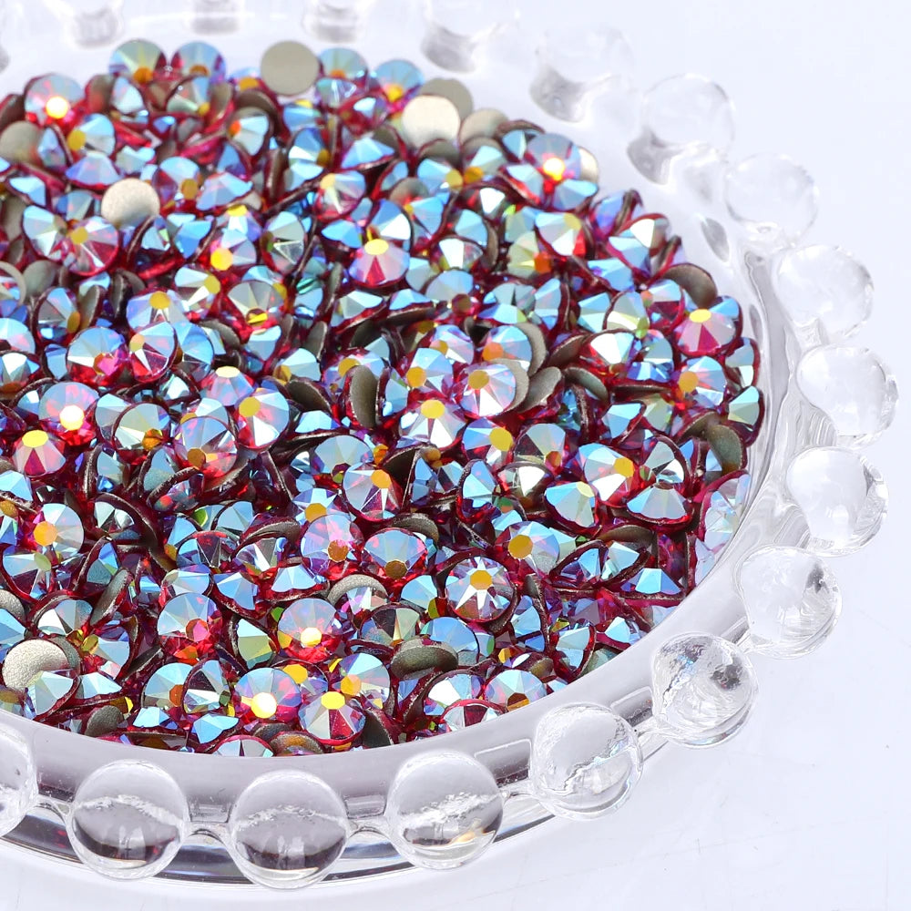 SS10-SS40 Colorful Non Hotfix Rhinestones Golden Base Flat Back Bling Glitter Glass Stones Crystal Strass Diamond for Nail