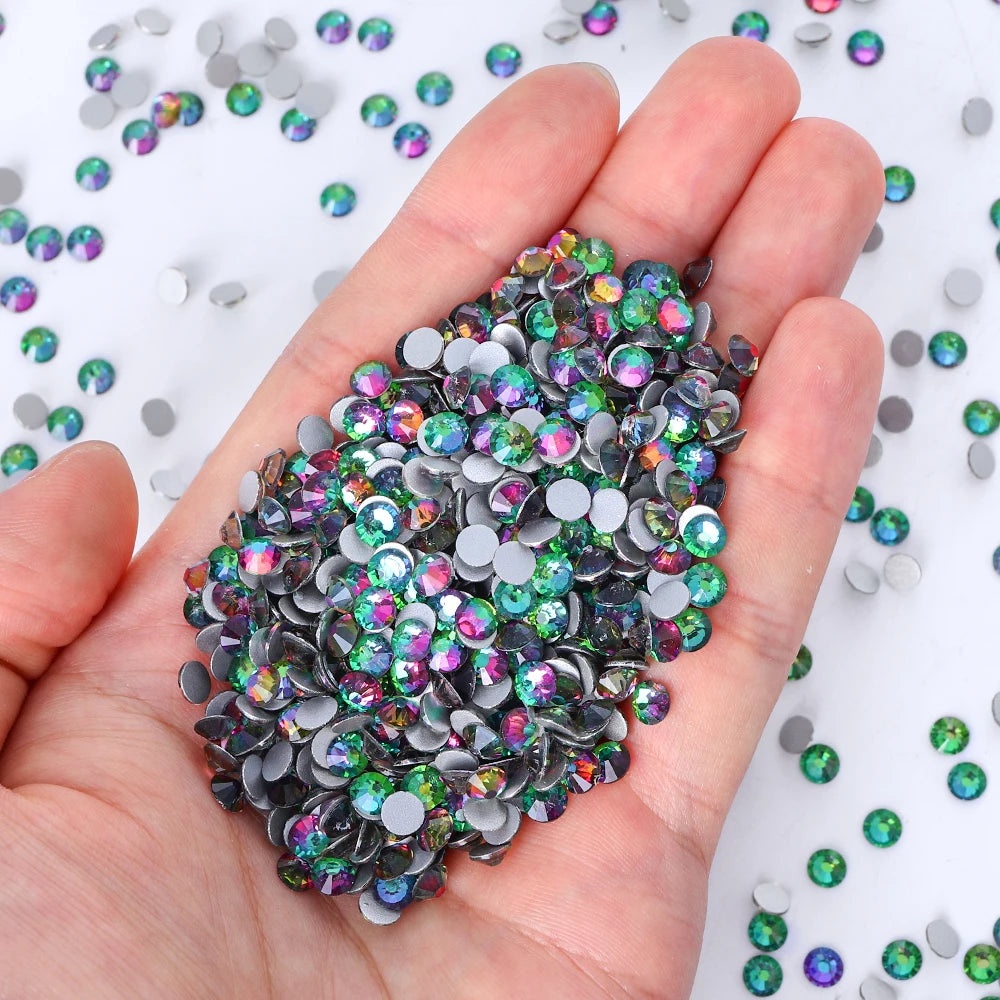 QIYI Wholesale Top Quality Non Hot Fix Strass Nail Stones Flatback Glass Crystal AB Rhinestone