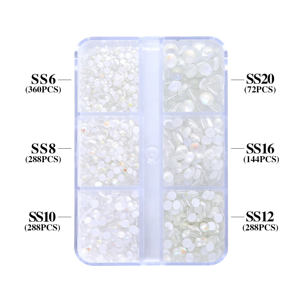 QIYI Wholesale Rhinestones Bulk 6 Grid Box Mocha SS6-SS20 Nail Charms Glass Crystal Manicure Accessories Nail Art