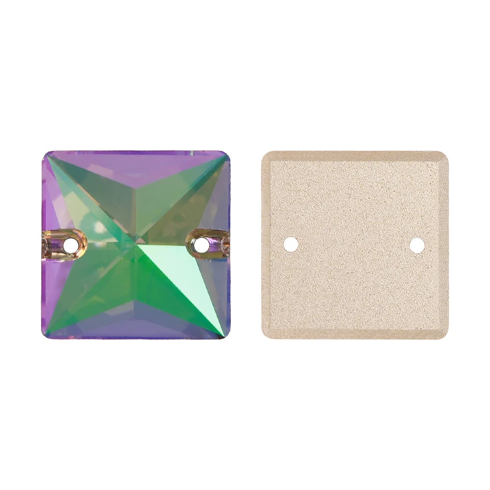 Wholesale Custom Square Sew-on Loose Rhinestones 5A Quality Crystal FlatBack 2 Holes 12 Facets Sewing Bling Decoration