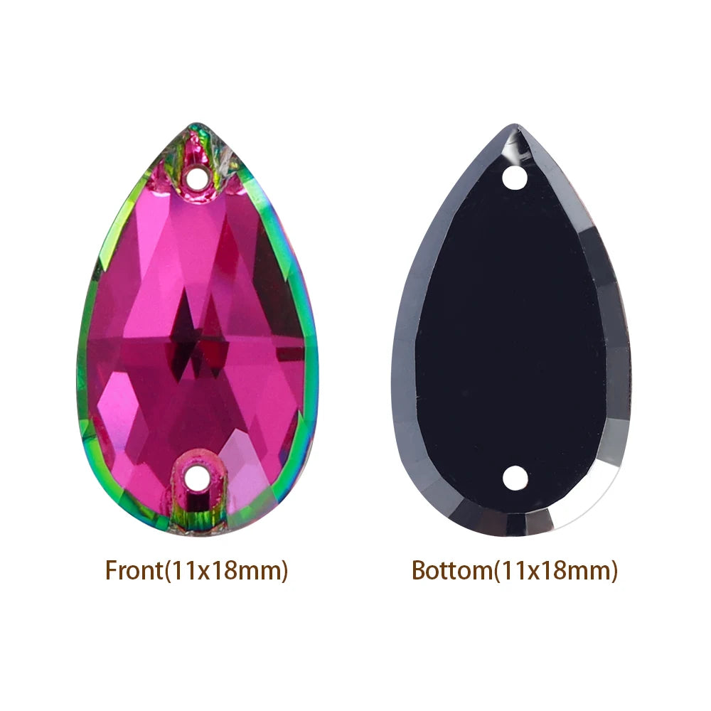Hot Selling QIYI Brand 55 Colors Multi Size Multi Shape High Quality Flat Back Drop Sew-on Glass Crystal Rhinestones 16 Facets