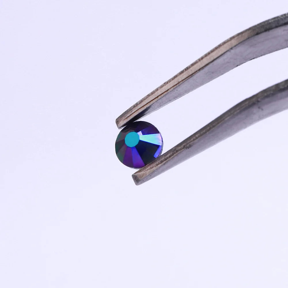 Glitter SS16 SS20 SS30 Peridot AB Flatback Glass Round Crystal Applique Non Hotfix Strass Rhinestones for Nail Art Decoration