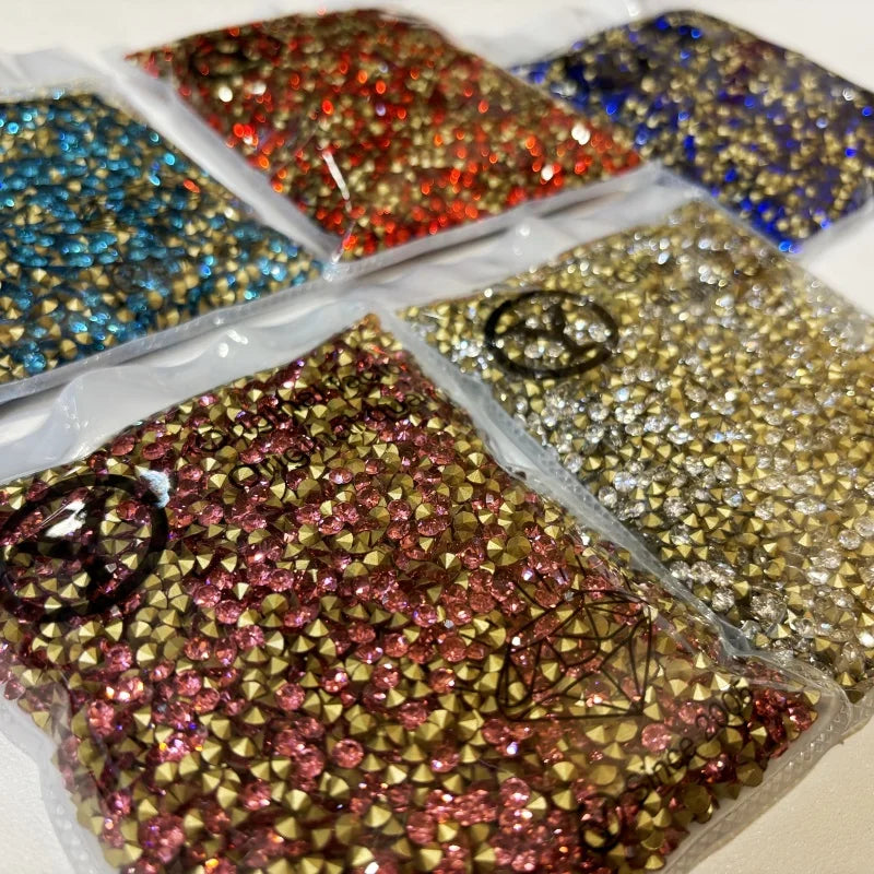 SS6-SS16 Round Glass Crystal Loose Rhinestones in Bulk for Bags and Clothing Decoration Rhinestone