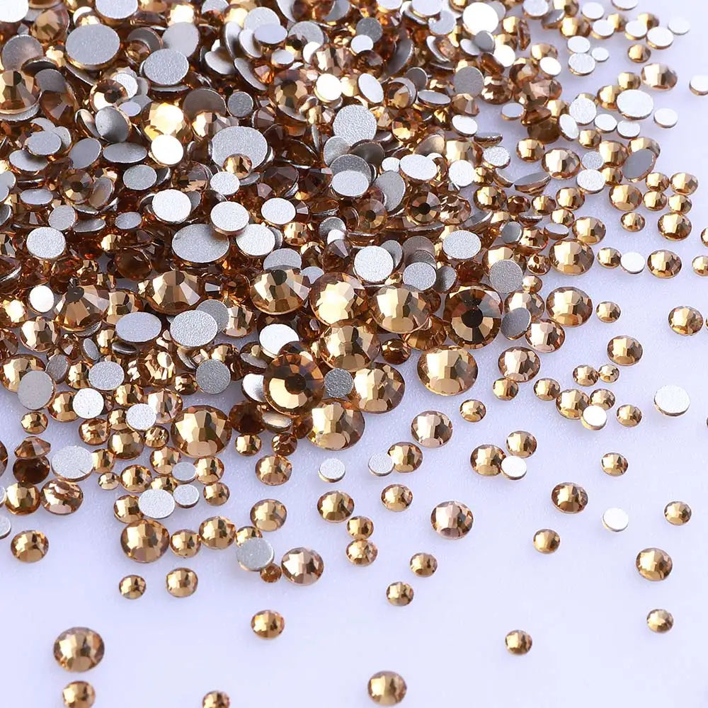 Wholesale Rhinestones 200 Colors 1440pcs  Mix Size Glue on Glass Flat Back Rhinestone Bulk Glass Rhinestone Crystal for Garment