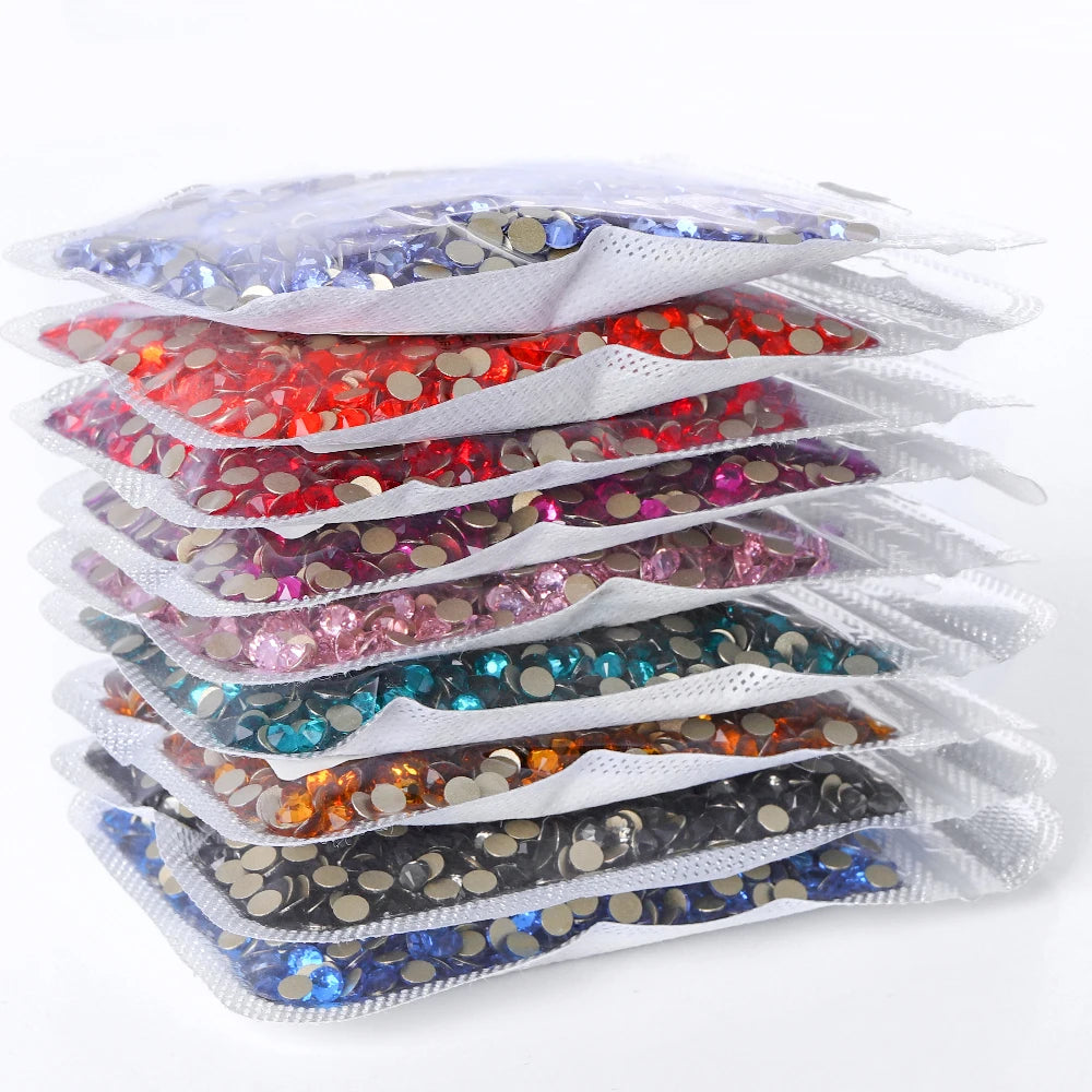 High Quality 16 Cut Facets  Crystal AB Rhinestone Gold Base Non Hot Fix Flatback  Rhinestones Bulk for Dress