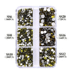 QIYI Wholesale 6 Grid Box 3D Glass Nail Art Boxes Non-Hotfix Rhinestones Flatback Nail Diamond for Shoes Christmas Decorations