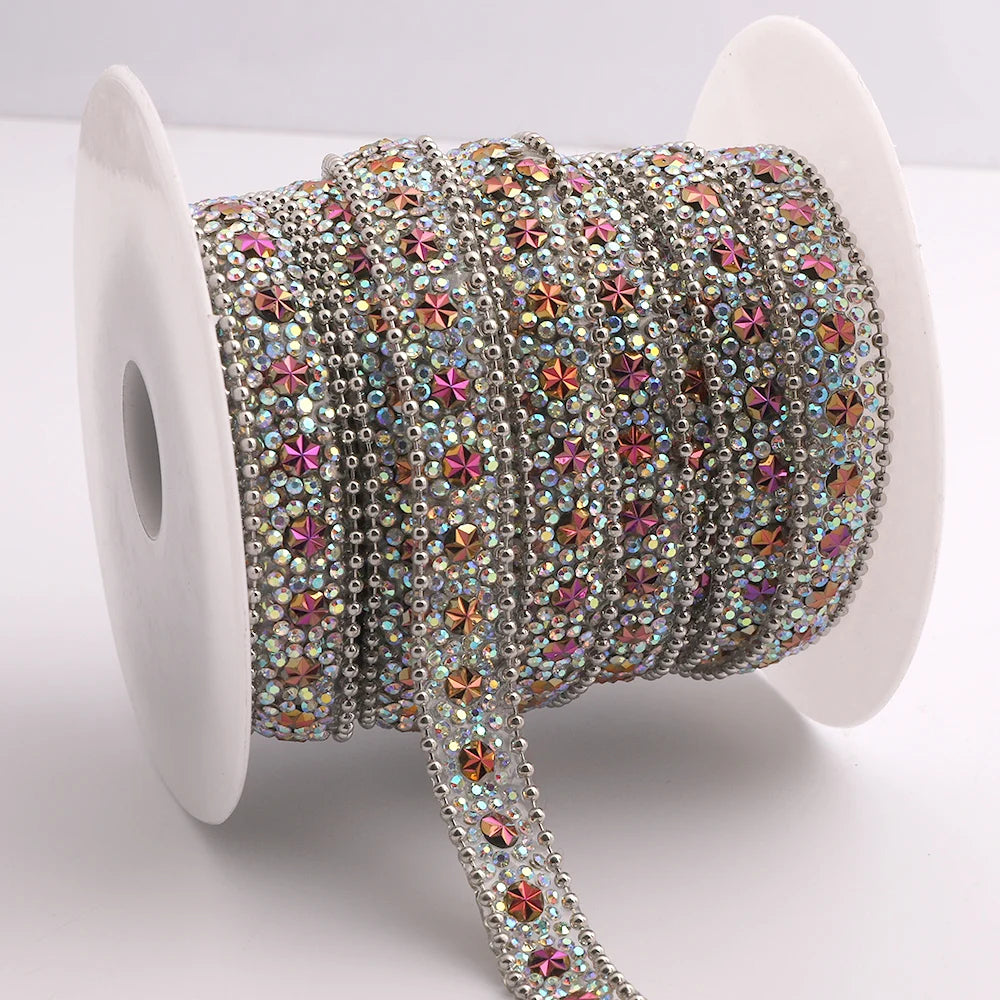 Wholesale Colorful Custom Diamond Tape  Rhinestone Applique Glitter Strass Rhinestones Trinnming Gem for DIY  Decoration