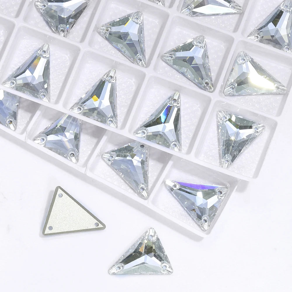3271 Hot Selling Slim Triangle Factory Direct Wholesale High Quality Durable Shimmering Clear Glass Crystal Sew-On Rhinestones