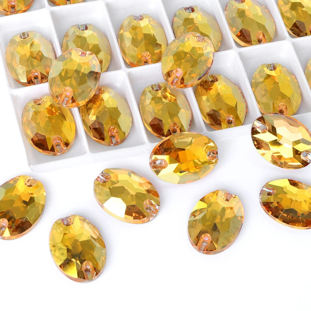 Wholesale Oval Crystal Sew-on Rhinestones K9 Glass Sew on Stones Garment Beads Clothing Sewing Accessories