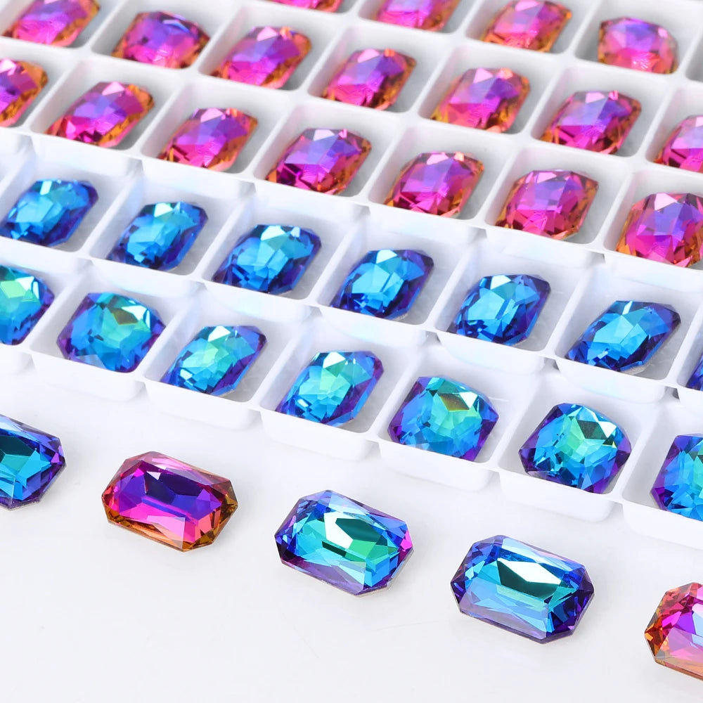 QIYI K9 Glass Grade AAAAAA Loose Rhinestones Maxi Cushion Octagon Point Back Stones