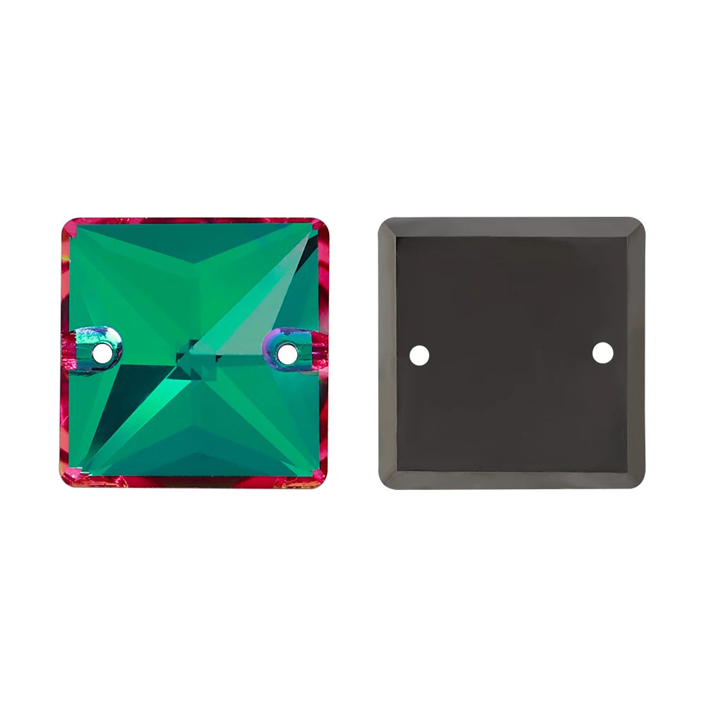Wholesale Custom Square Sew-on Loose Rhinestones 5A Quality Crystal FlatBack 2 Holes 12 Facets Sewing Bling Decoration