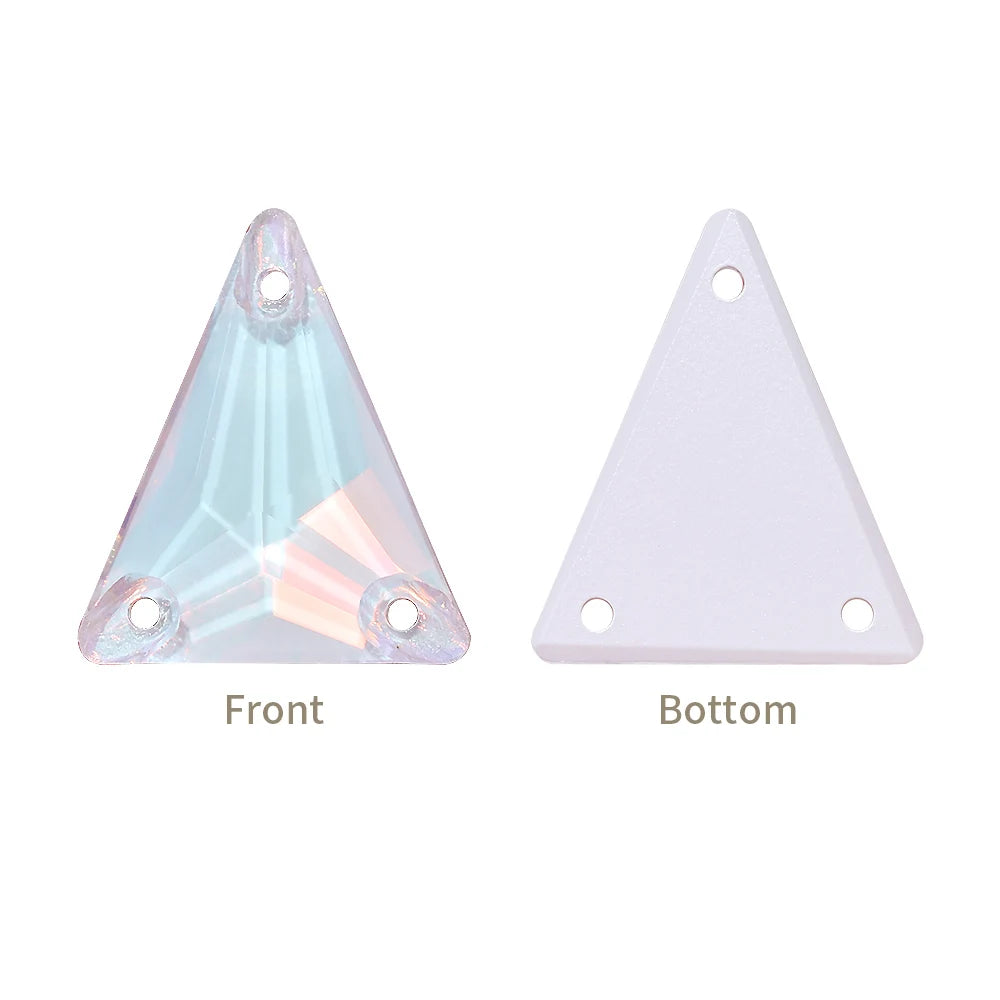 3271 Hot Selling Slim Triangle Factory Direct Wholesale High Quality Durable Shimmering Clear Glass Crystal Sew-On Rhinestones