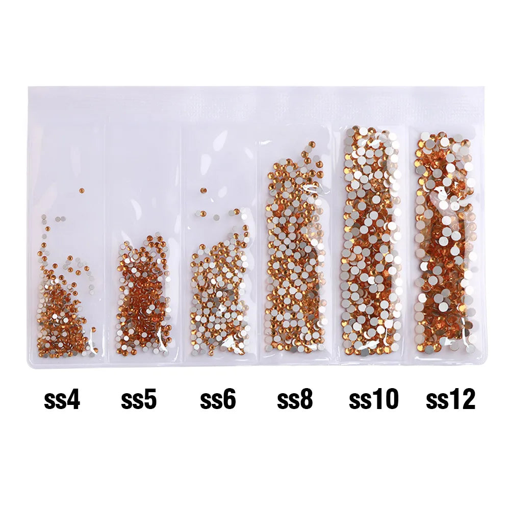 Wholesale 6 Grid Mix Size SS4 SS5 SS6 SS8 SS10 SS12 Crystal AB Rhinestone Flat Back Nail Glass Rhinestones for Fashion Jewelry