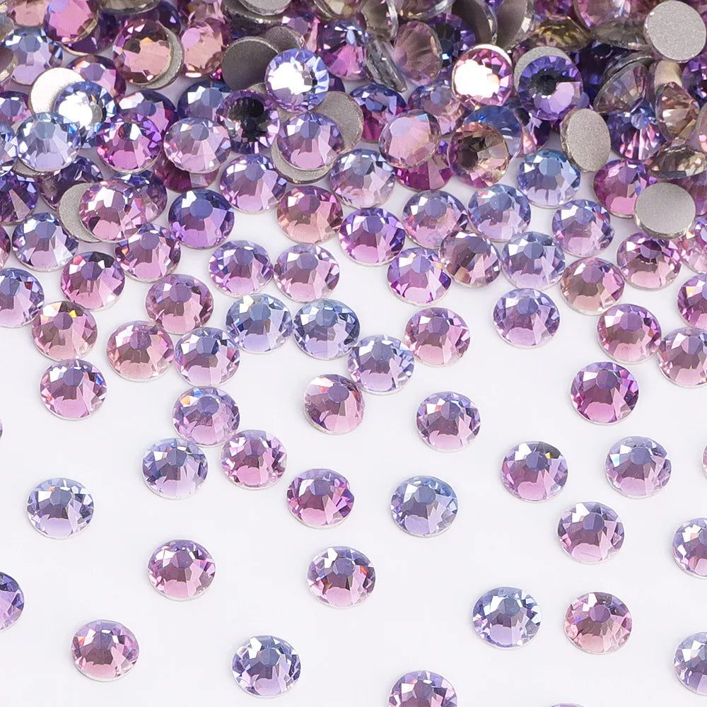 Purple 30Kinds Colors 2024 New Design New Colors Wholesale Rhinestone Non Hotfix Flat Back Crystal Glass  for DIY Nail Clothing